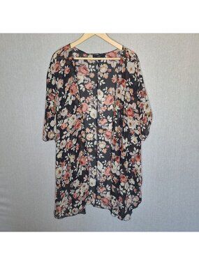 💙 Vibe Oversized Lightweight Kimono Cover Up Size 2X Beach Casual Preppy Boho C